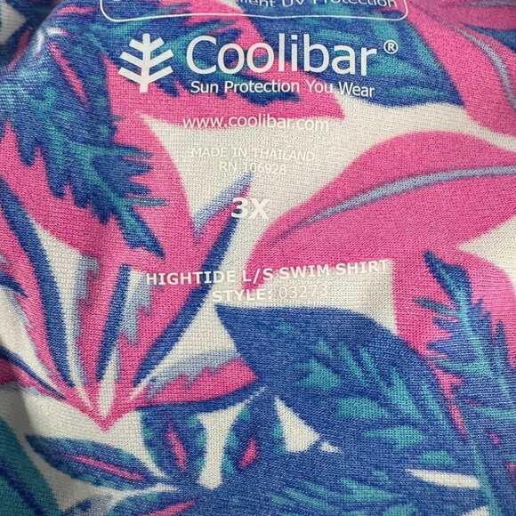 Coolibar Hightide Long Sleeve Swim Shirt 3X Leaf Print Colorful NWT TP-3461 - Picture 9 of 11